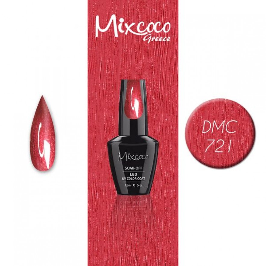 DMC-721 ΗΜΙΜΟΝΙΜΟ ΒΕΡΝΙΚΙ MIXCOCO 15ML (ΜΕΤΑΛΛΙΚΟ ΚΟΚΚΙΝΟ)