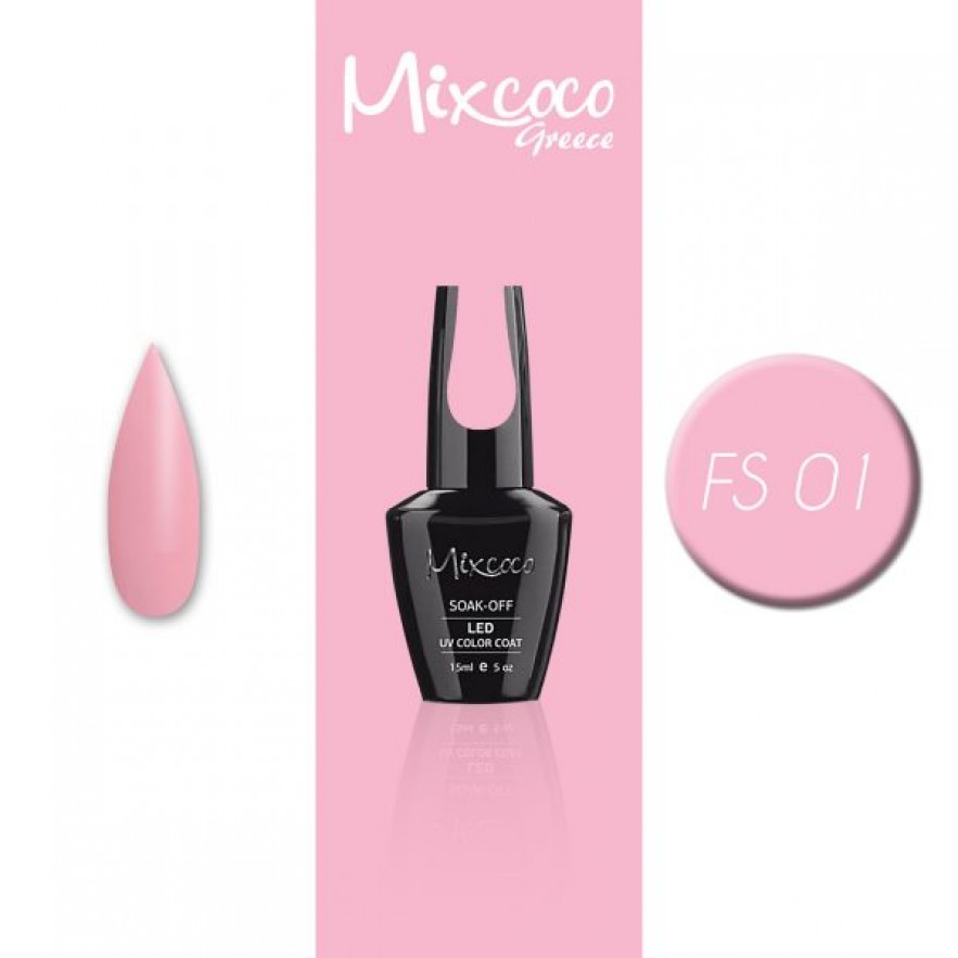 FS-001 ΗΜΙΜΟΝΙΜΟ ΒΕΡΝΙΚΙ MIXCOCO 15ML (ΡΟΖ ΑΠΑΛΟ)