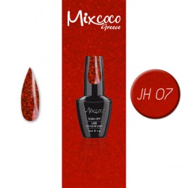 JH-07 ΗΜΙΜΟΝΙΜΟ ΒΕΡΝΙΚΙ MIXCOCO 15ML (ΑΝΟΙΧΤΟ ΚΟΚΚΙΝΟ GLITTER)