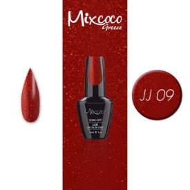 JJ-09 ΗΜΙΜΟΝΙΜΟ ΒΕΡΝΙΚΙ MIXCOCO 15ML (ΑΝΟΙΧΤΟ ΚΟΚΚΙΝΟ GLITTER)