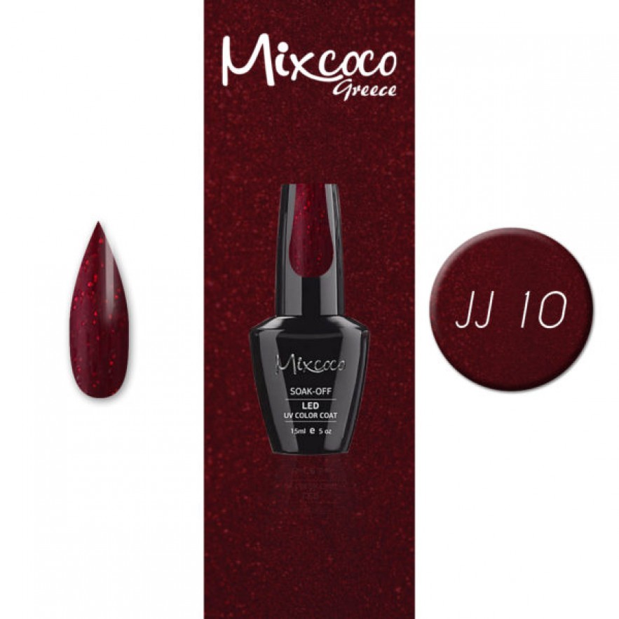 JJ-10 ΗΜΙΜΟΝΙΜΟ ΒΕΡΝΙΚΙ MIXCOCO 15ML (ΚΕΡΑΣΙ GLITTER)