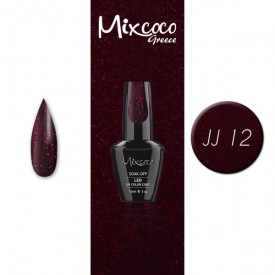 JJ-12 ΗΜΙΜΟΝΙΜΟ ΒΕΡΝΙΚΙ MIXCOCO 15ML (ΜΠΟΡΝΤΟ ΜΑΥΡΟ GLITTER)