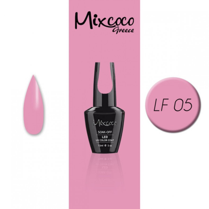 LF-005 ΗΜΙΜΟΝΙΜΟ ΒΕΡΝΙΚΙ MIXCOCO 15ML (BABY-PINK ΕΝΤΟΝΟ)