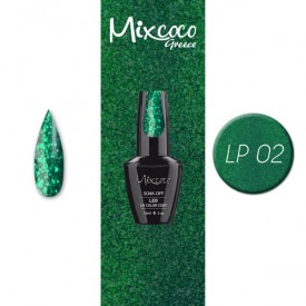 LP-002 ΗΜΙΜΟΝΙΜΟ ΒΕΡΝΙΚΙ MIXCOCO 15ML (ΠΡΑΣΙΝΟ GLITTER)