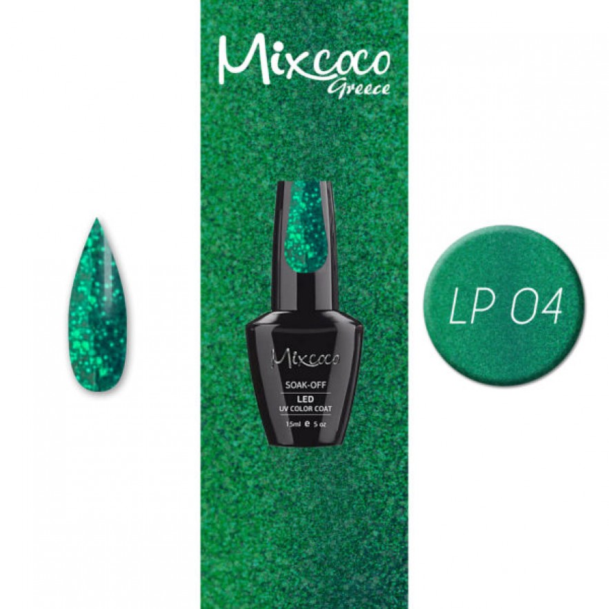 LP-004 ΗΜΙΜΟΝΙΜΟ ΒΕΡΝΙΚΙ MIXCOCO 15ML (ΚΥΠΑΡΙΣΣΙ GLITTER)