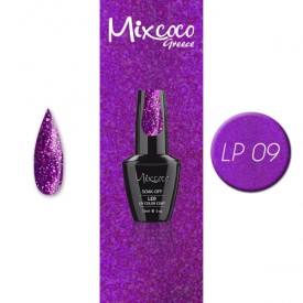 LP-009 ΗΜΙΜΟΝΙΜΟ ΒΕΡΝΙΚΙ MIXCOCO 15ML (ΜΩΒ GLITTER)