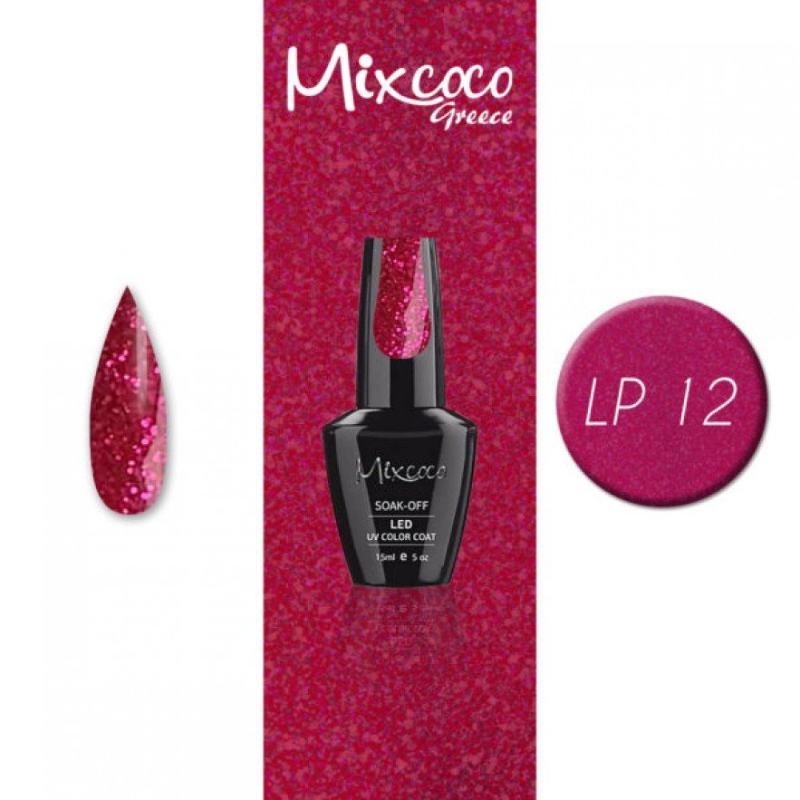 LP-012 ΗΜΙΜΟΝΙΜΟ ΒΕΡΝΙΚΙ MIXCOCO 15ML (ΦΟΥΞΙΑ GLITTER)