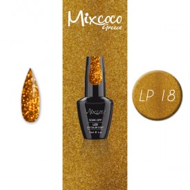 LP-018 ΗΜΙΜΟΝΙΜΟ ΒΕΡΝΙΚΙ MIXCOCO 15ML (ΚΑΦΕ-ΜΠΟΡΝΖΕ GLITTER)