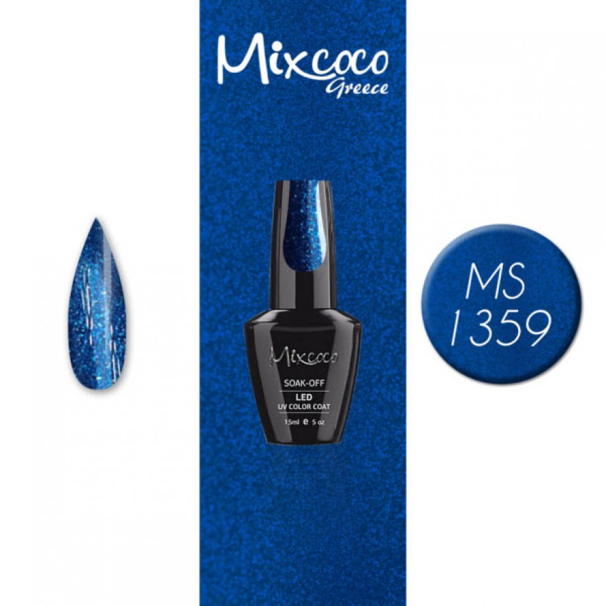 MS-1359 ΗΜΙΜΟΝΙΜΟ ΒΕΡΝΙΚΙ MIXCOCO 15ML (MIDNIGHT ΜΠΛΕ-GLITTER)