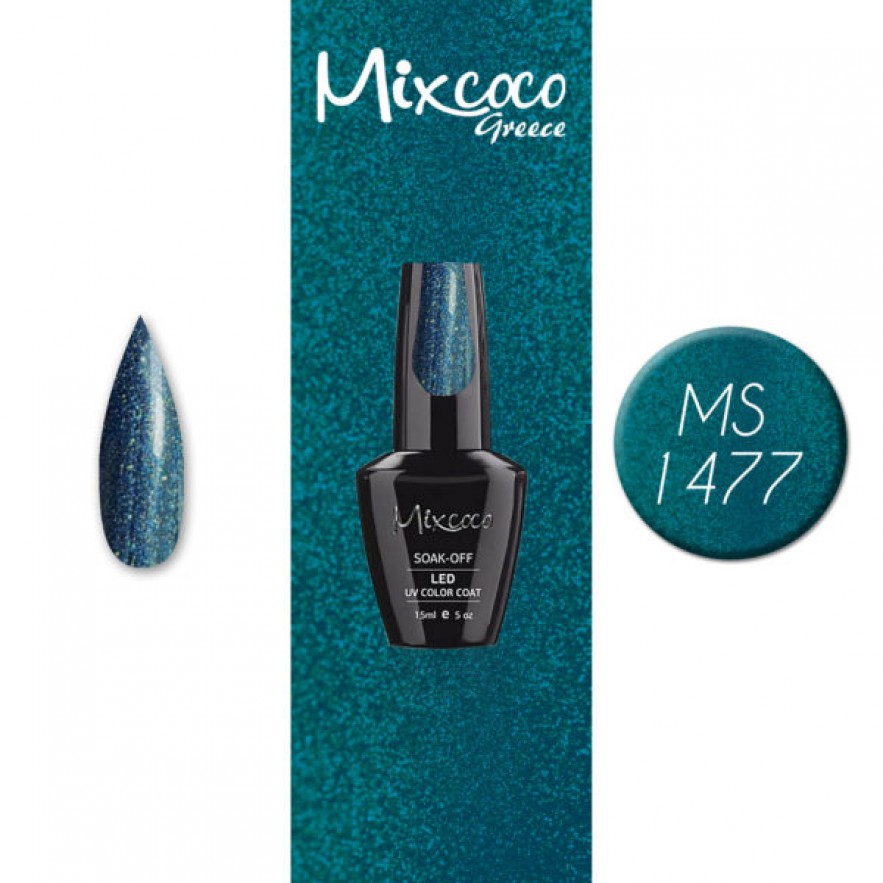 MS-1477 ΗΜΙΜΟΝΙΜΟ ΒΕΡΝΙΚΙ MIXCOCO 15ML (ΓΚΡΙ-ΜΠΛΕ GLITTER)