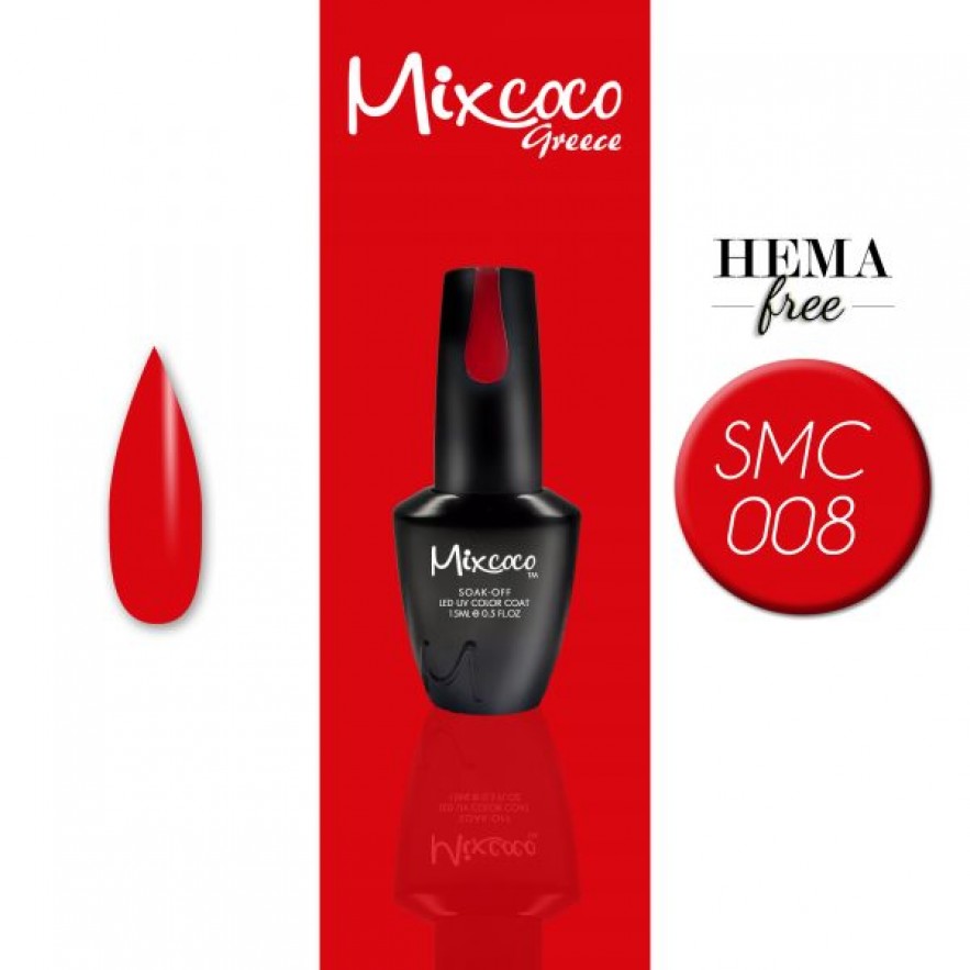 SMC 008 ΗΜΙΜΟΝΙΜΟ ΒΕΡΝΙΚΙ MIXCOCO 15ML (ΚΟΚΚΙΝΟ ΤΗΣ ΦΩΤΙΑΣ)