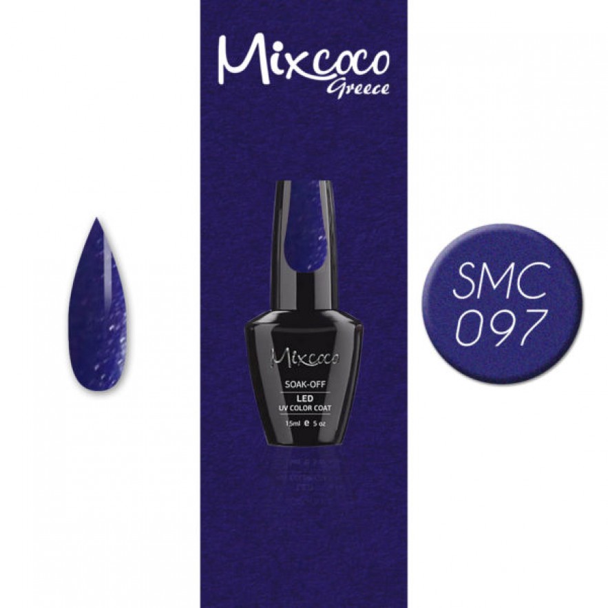 SMC 097 ΗΜΙΜΟΝΙΜΟ ΒΕΡΝΙΚΙ MIXCOCO 15ML (ΜΠΛΕ-ΡΟΥΑ GLITTER)