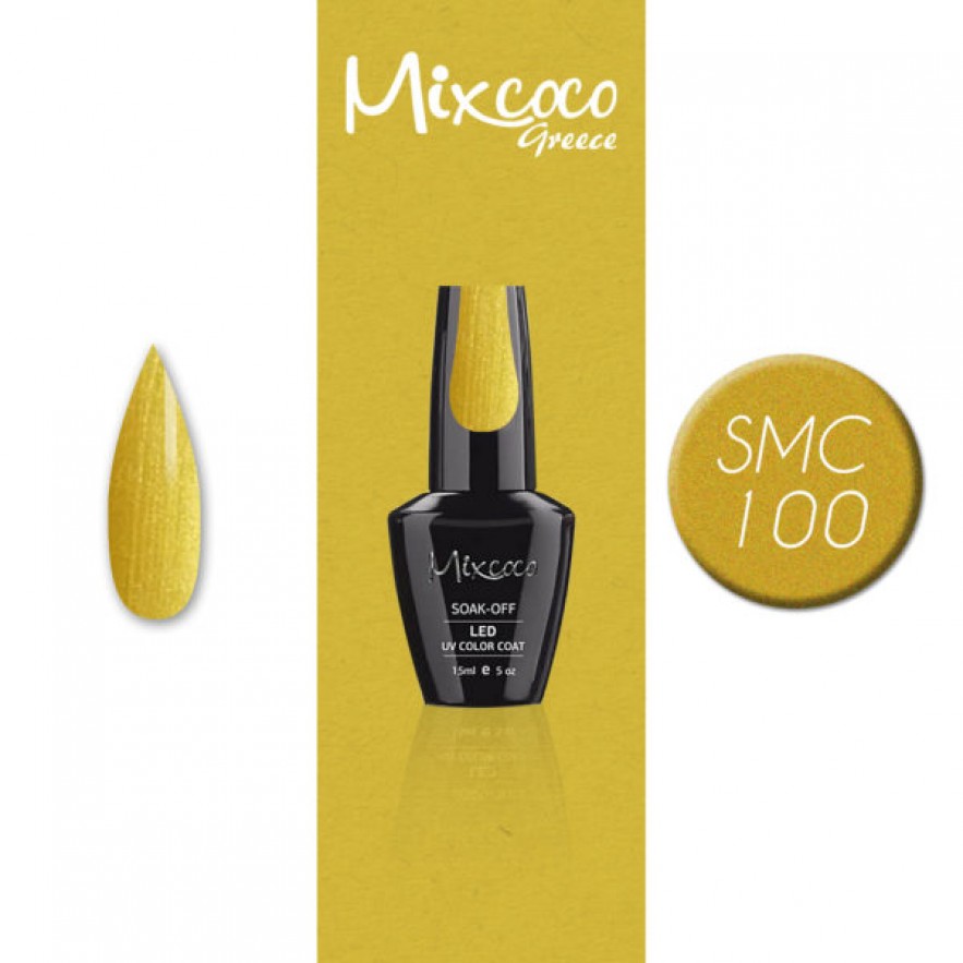 SMC 100 ΗΜΙΜΟΝΙΜΟ ΒΕΡΝΙΚΙ MIXCOCO 15ML (ΧΡΥΣΟ-ΚΙΤΡΙΝΟ GLITTER)