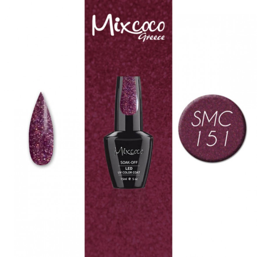 SMC 151 ΗΜΙΜΟΝΙΜΟ ΒΕΡΝΙΚΙ MIXCOCO 15ML (ΜΕΛΙΤΖΑΝΙ GLITTER)