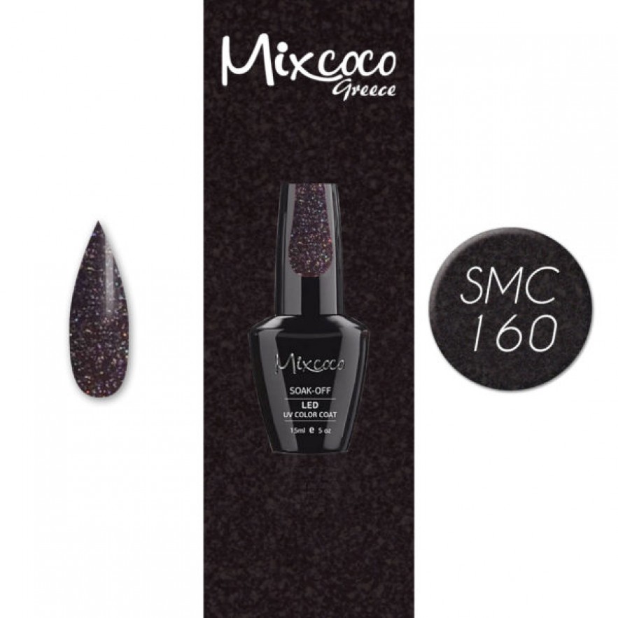 SMC 160 ΗΜΙΜΟΝΙΜΟ ΒΕΡΝΙΚΙ MIXCOCO 15ML (ΜΑΥΡΟ ΙΡΙΔΙΖΟΝ-GLITTER)