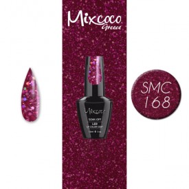 SMC 168 ΗΜΙΜΟΝΙΜΟ ΒΕΡΝΙΚΙ MIXCOCO 15ML (ΦΟΥΞΙΑ-ΜΩΒ GLITTER)