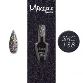 SMC 188 ΗΜΙΜΟΝΙΜΟ ΒΕΡΝΙΚΙ MIXCOCO 15ML (ΜΑΥΡΟ-ΑΣΗΜΙ GLITTER)