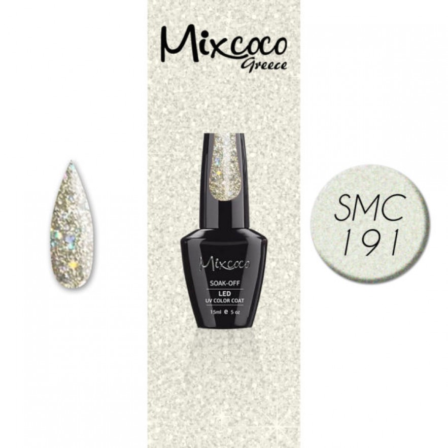 SMC 191 ΗΜΙΜΟΝΙΜΟ ΒΕΡΝΙΚΙ MIXCOCO 15ML (ΑΣΗΜΙ GLITTER)