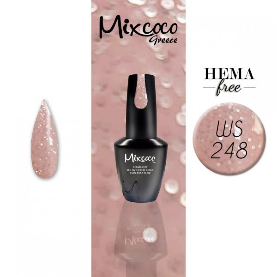 WS-248 ΗΜΙΜΟΝΙΜΟ ΒΕΡΝΙΚΙ MIXCOCO 15ML (PINKY GLITTER)